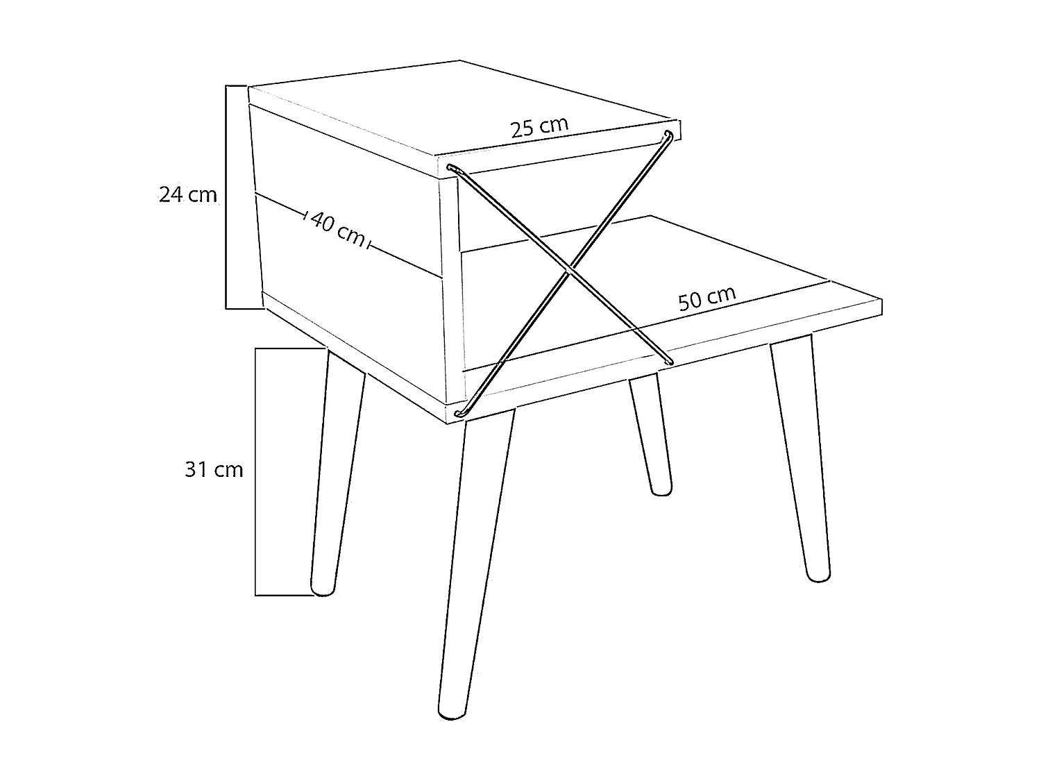 Table d'appoint Bergen avec étagère panneau de particules hêtre 50 x 40 x 55 cm anthracite bois foncé [en.casa]