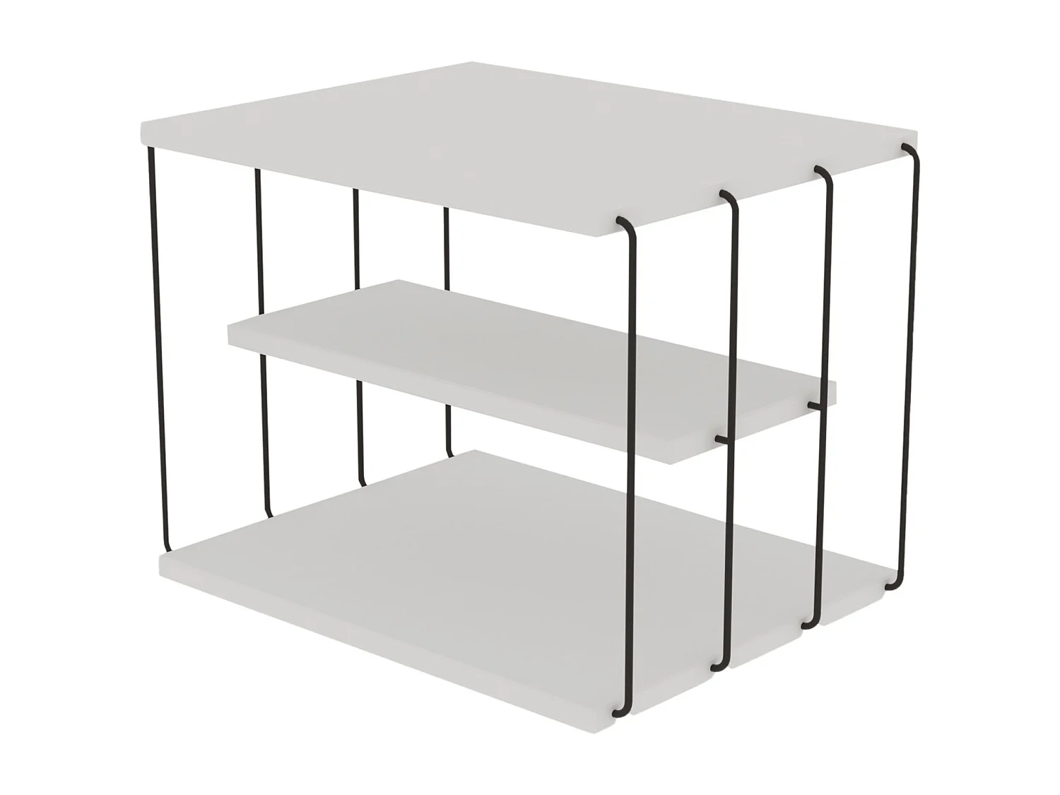 Table d'appoint Åtvidaberg avec 2 étagères panneau de particules métal 50 x 40 x 33 cm blanc noir [en.casa]