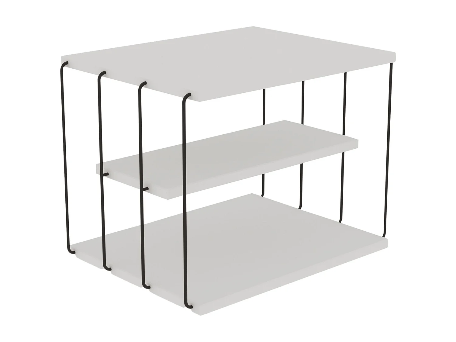 Table d'appoint Åtvidaberg avec 2 étagères panneau de particules métal 50 x 40 x 33 cm blanc noir [en.casa]