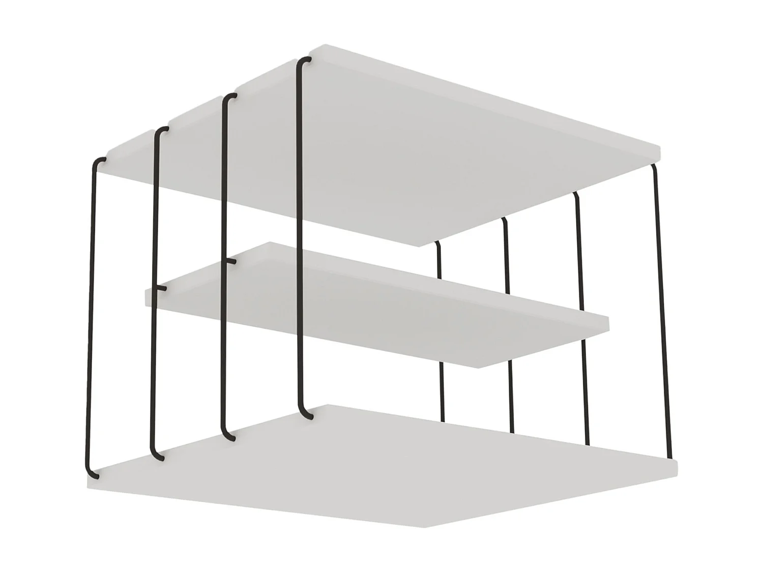 Table d'appoint Åtvidaberg avec 2 étagères panneau de particules métal 50 x 40 x 33 cm blanc noir [en.casa]