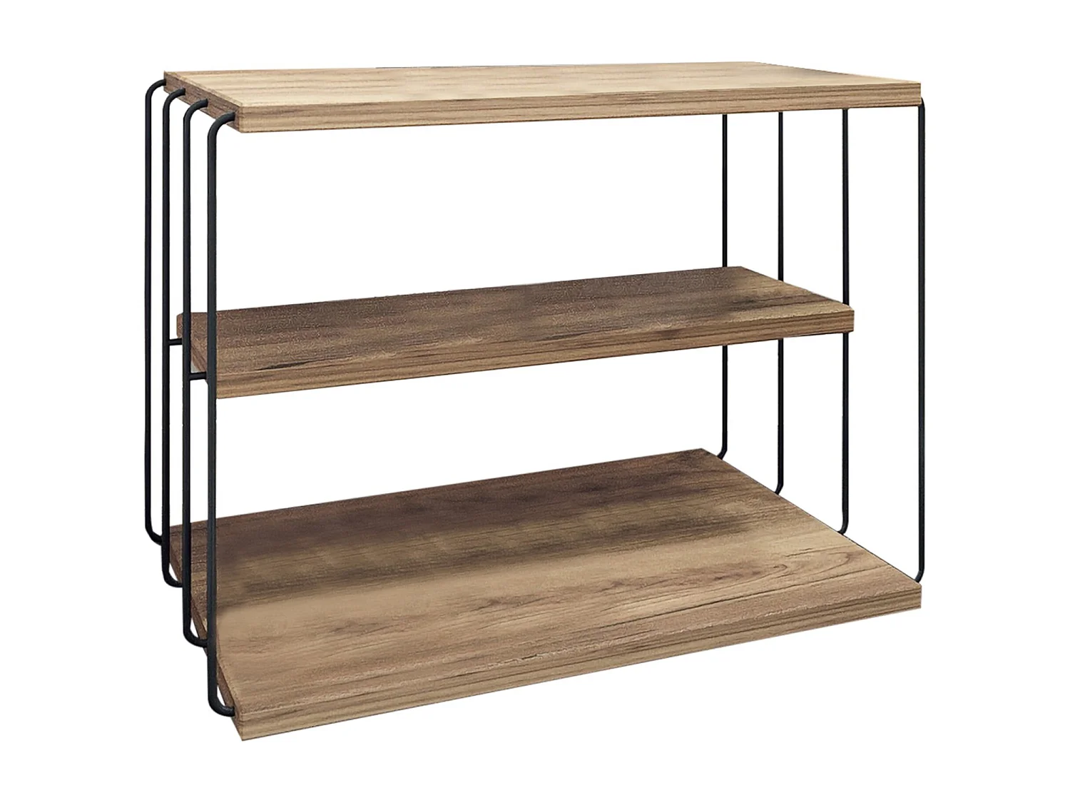 Table d'appoint Åtvidaberg avec 2 étagères panneau de particules métal 50 x 40 x 33 cm effet bois noir [en.casa]