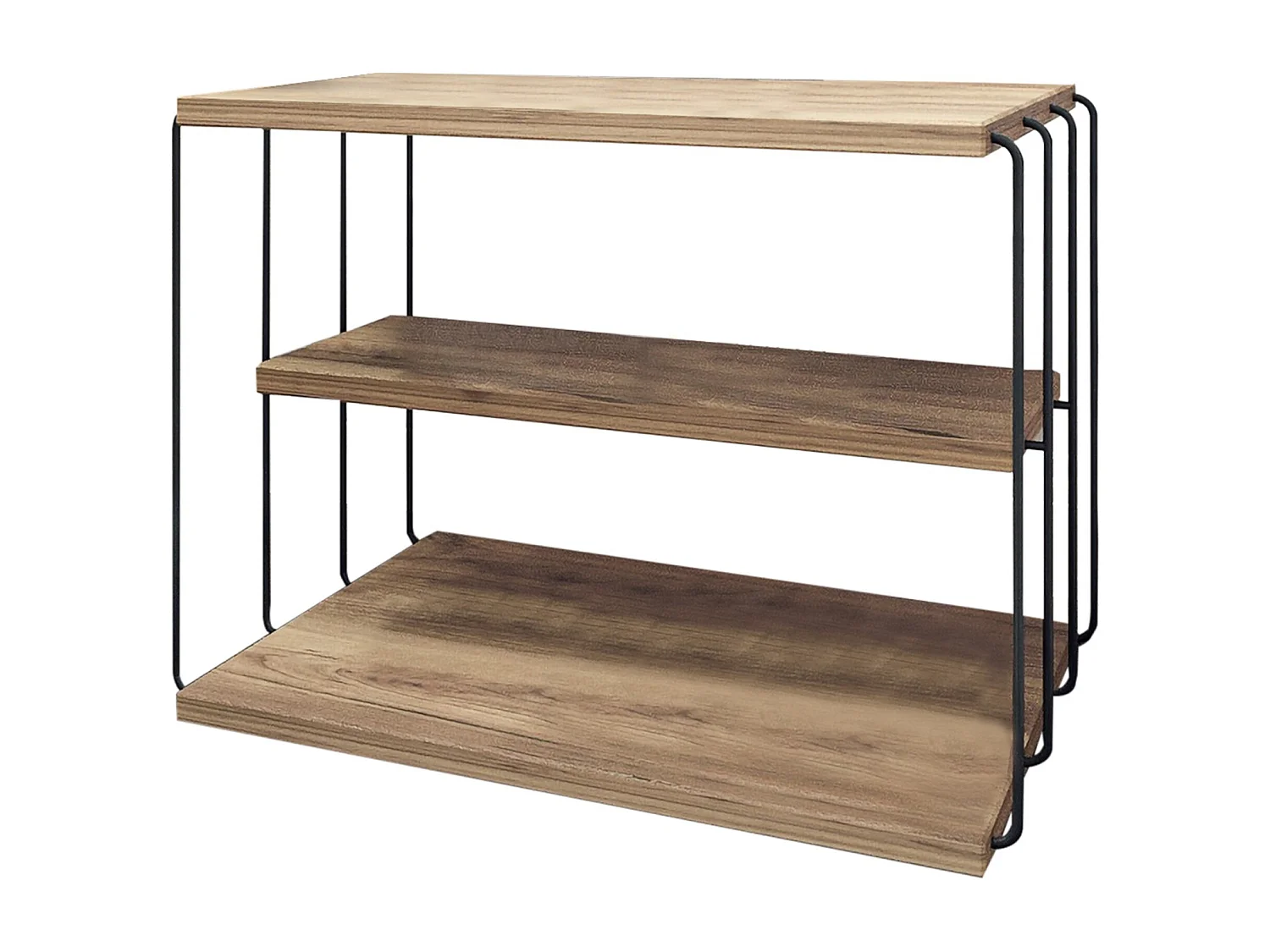 Table d'appoint Åtvidaberg avec 2 étagères panneau de particules métal 50 x 40 x 33 cm effet bois noir [en.casa]