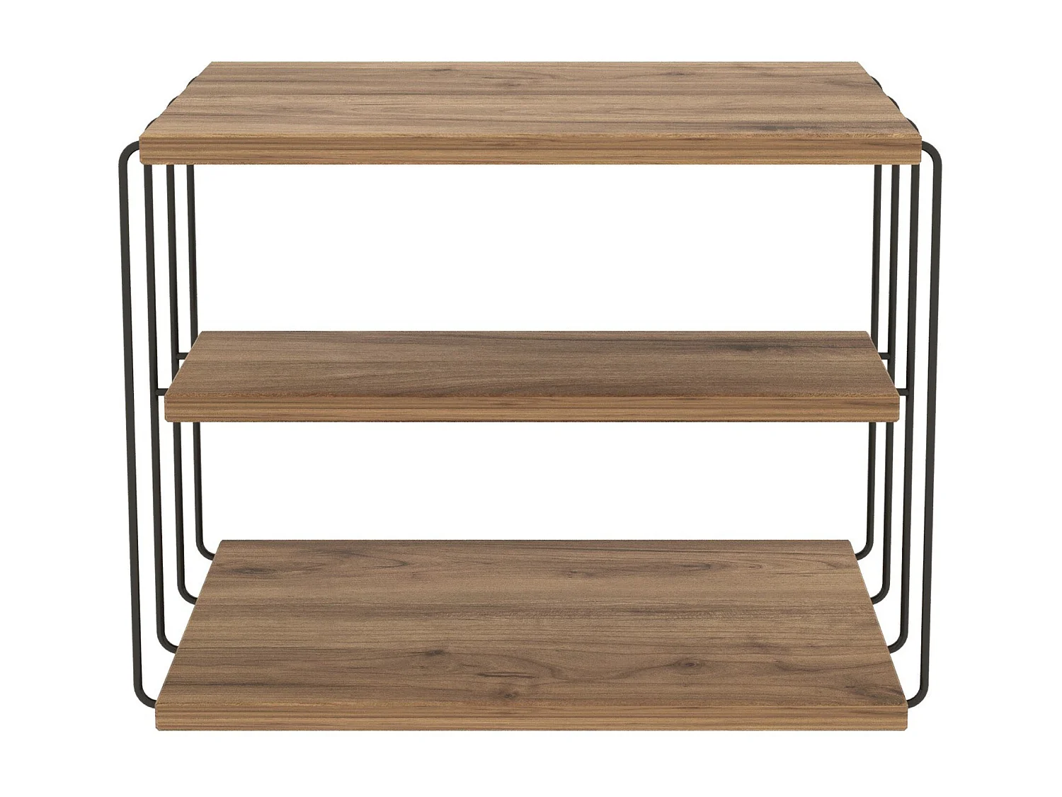 Table d'appoint Åtvidaberg avec 2 étagères panneau de particules métal 50 x 40 x 33 cm effet bois noir [en.casa]