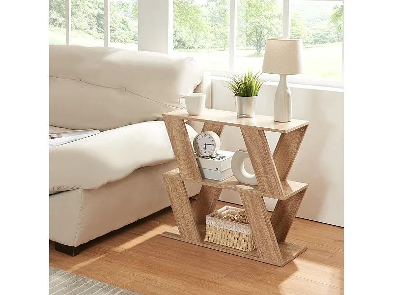 Table d'appoint Nome avec 2 étagères pannneau de particules 60 x 22 x 57 cm effet chêne [en.casa]