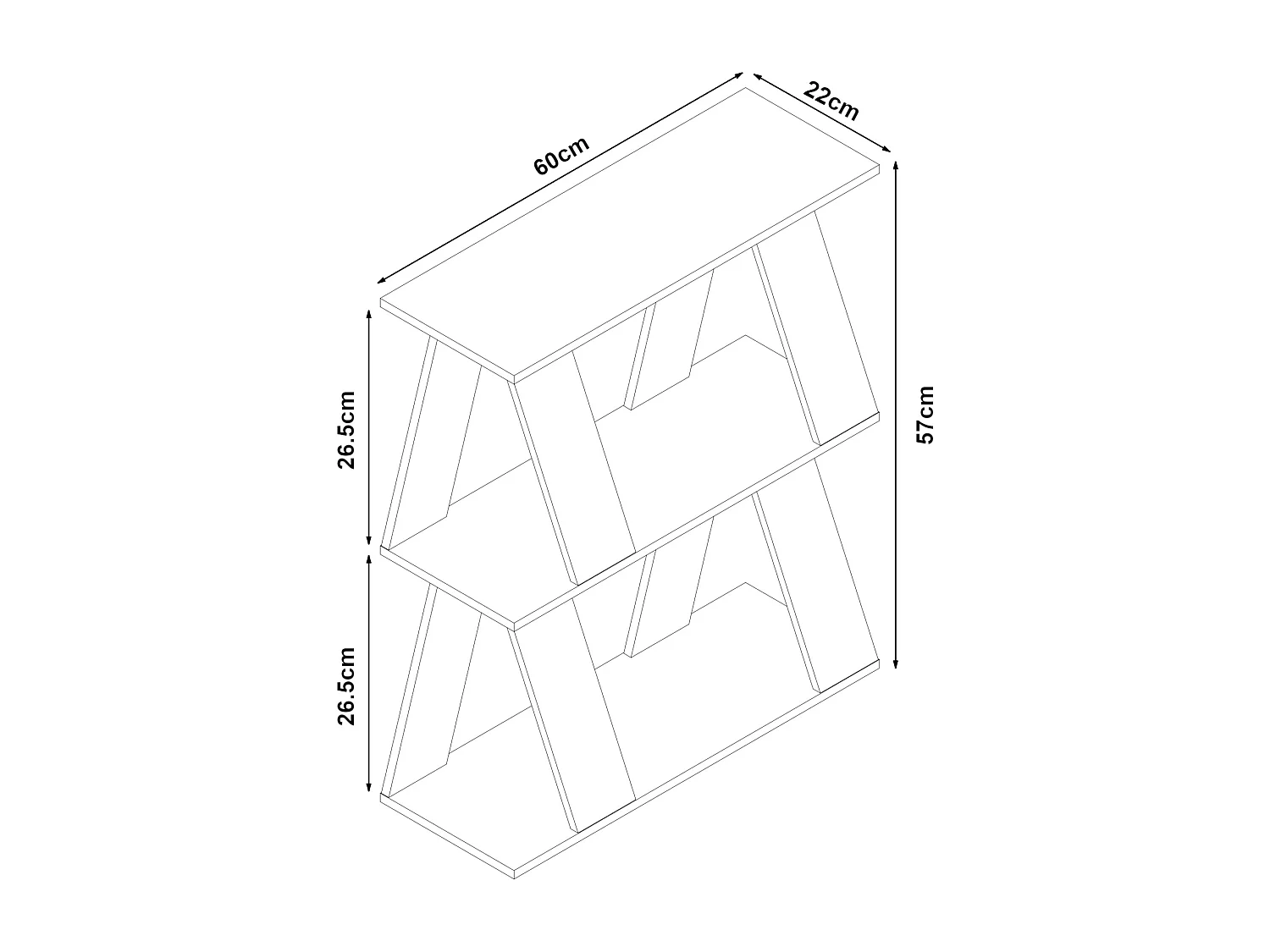 Table d'appoint Nome avec 2 étagères pannneau de particules 60 x 22 x 57 cm effet chêne [en.casa]
