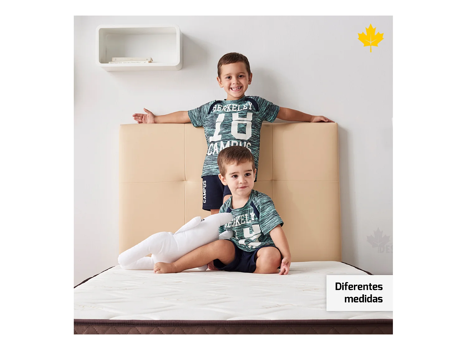 Pack Colchon + Cabecero Tapizado + Somier Descansin | 105 x 200 | Beis | Ideal para Personas con Dolores de Espalda | Facil montaje | Silencioso