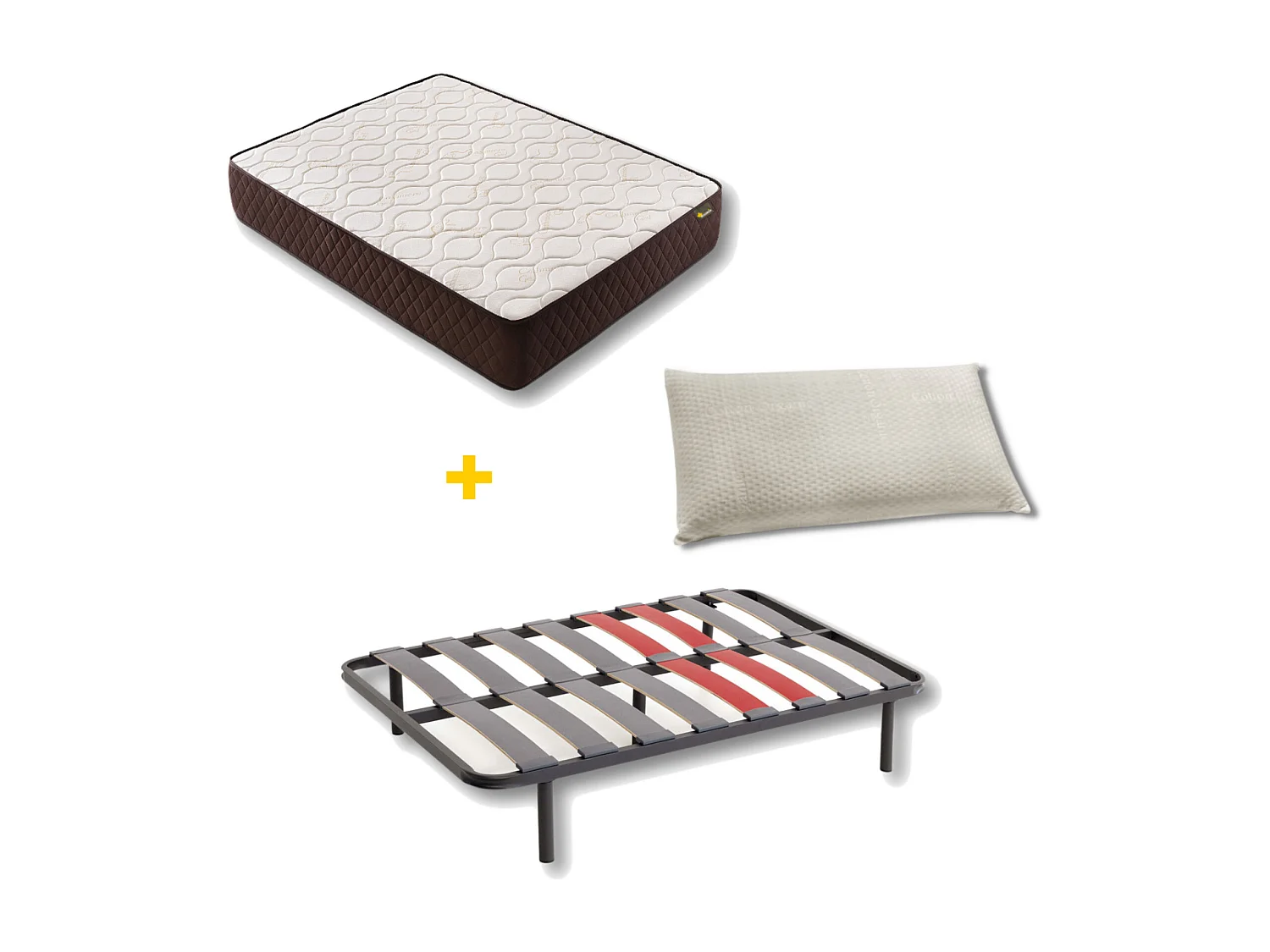 Pack Colchon + Almohada Viscoelastica + Somier Descansin | 135 x 180 | Ideal para Personas con Dolores de Espalda | Efecto nube | Silencioso