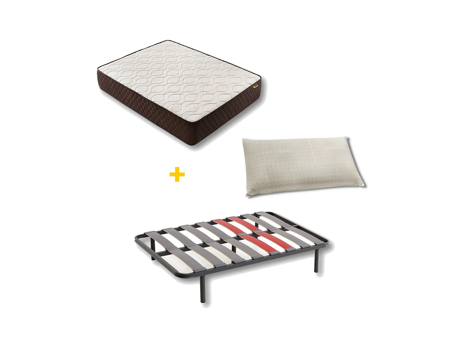 Pack Colchão e Almofada Viscoelástica e Cama de cama Descansin | 105 x 200 |  22 cm de altura com 7 zonas de descanso | Efeito nuvem | Silencioso
