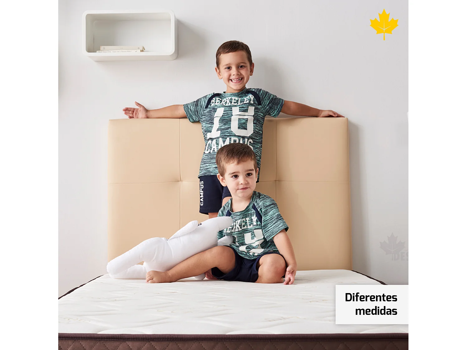 Pack Colchão + Cabeceira Estofada + Sommier 105x200 | Branco