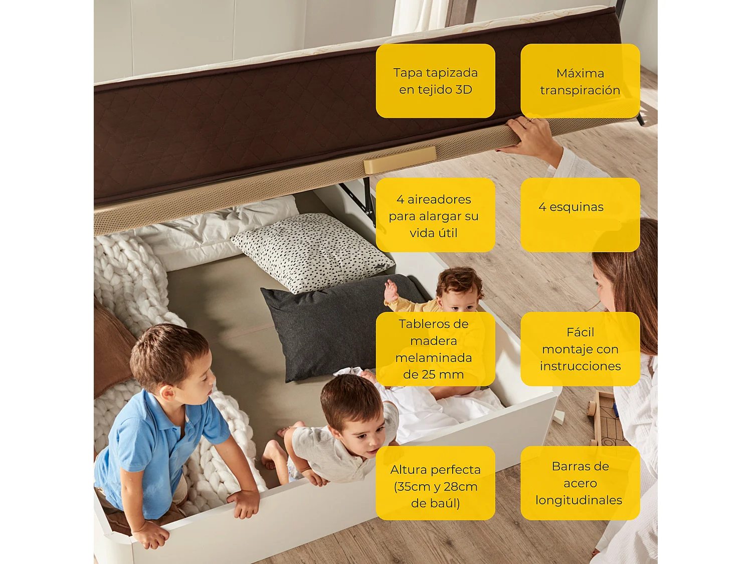 Canape Abatible 180 x 190 cm | Color Beige | Con Subida A Domicilio | Reforzado | Gran Almacenaje | Descansin