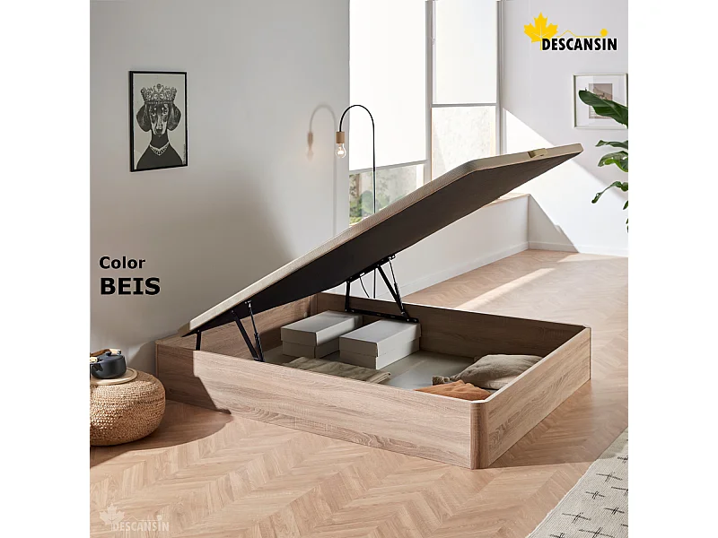 Canapé Abatible 180 x 190 cm | Color Beige | Con Subida A Domicilio | Reforzado | Gran Almacenaje | Descansin