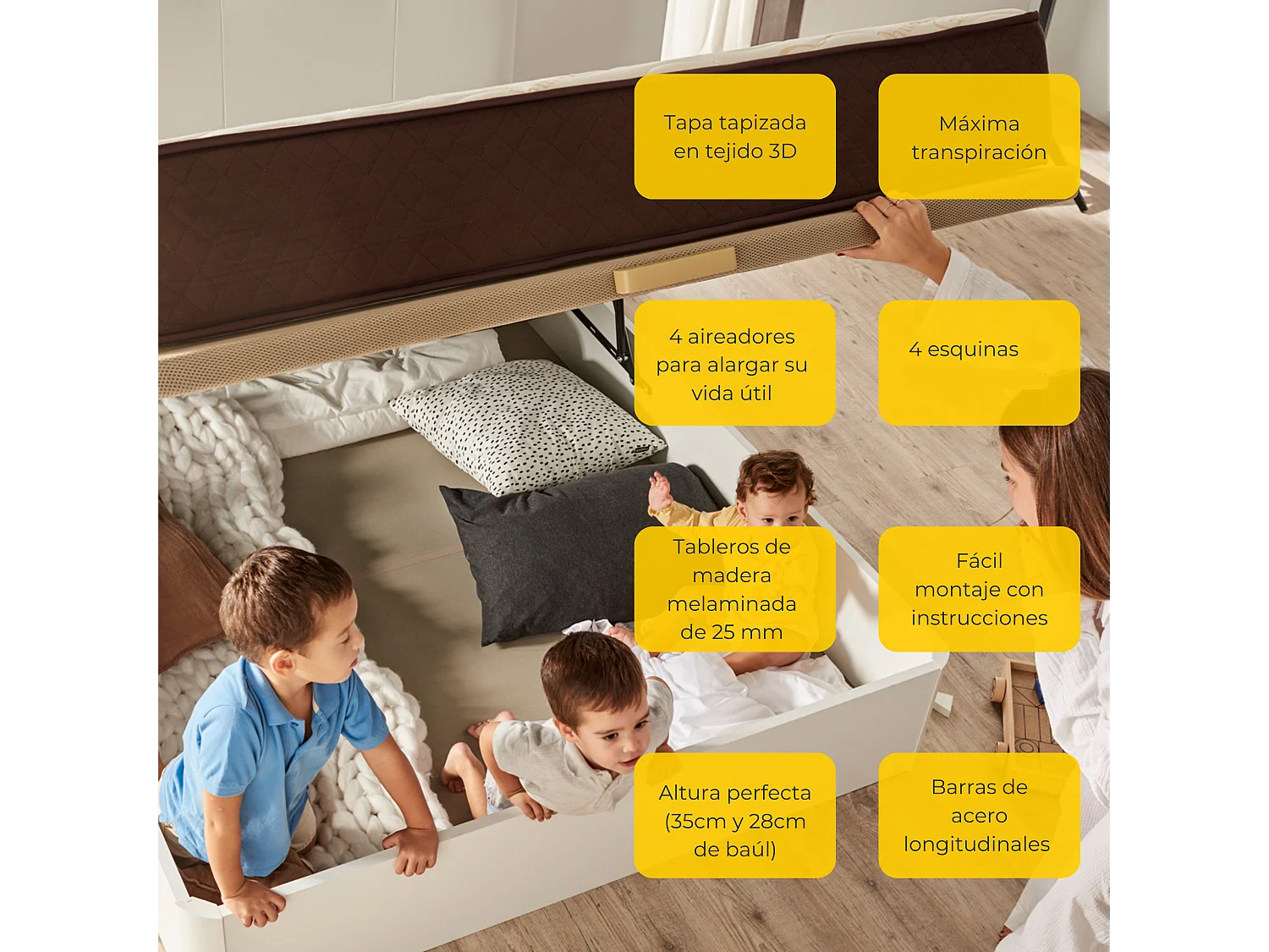 Canapé Abatible 180x190 cm | Color Blanco | Con Subida A Domicilio | Reforzado | Gran Almacenaje | Descansin