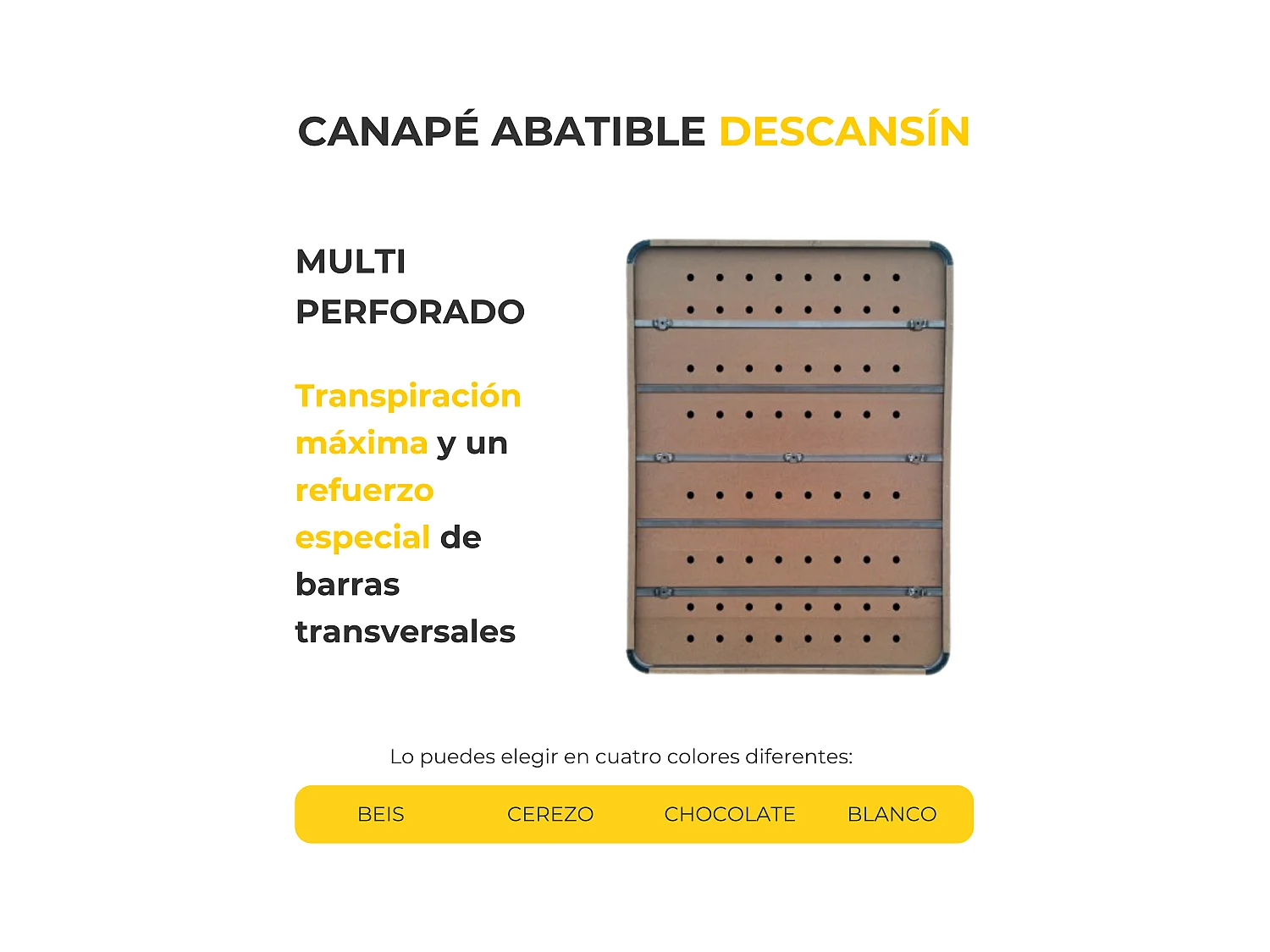 Canape Abatible 105 x 190 cm | Color Blanco | Con Subida A Domicilio | Reforzado | Gran Almacenaje | Descansin