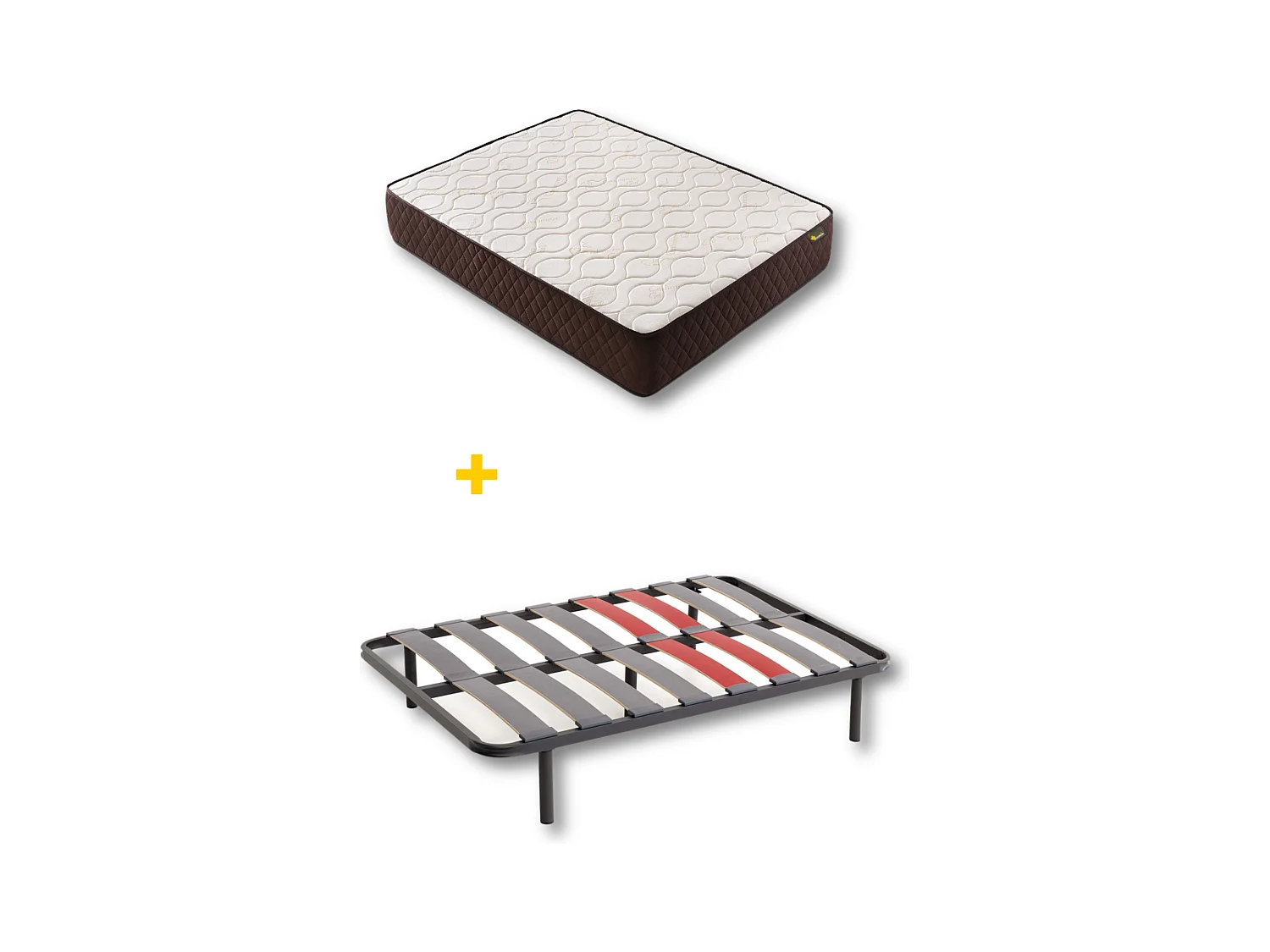 Pack Colchão e Sommier com estrado de ripas e pés 80x190