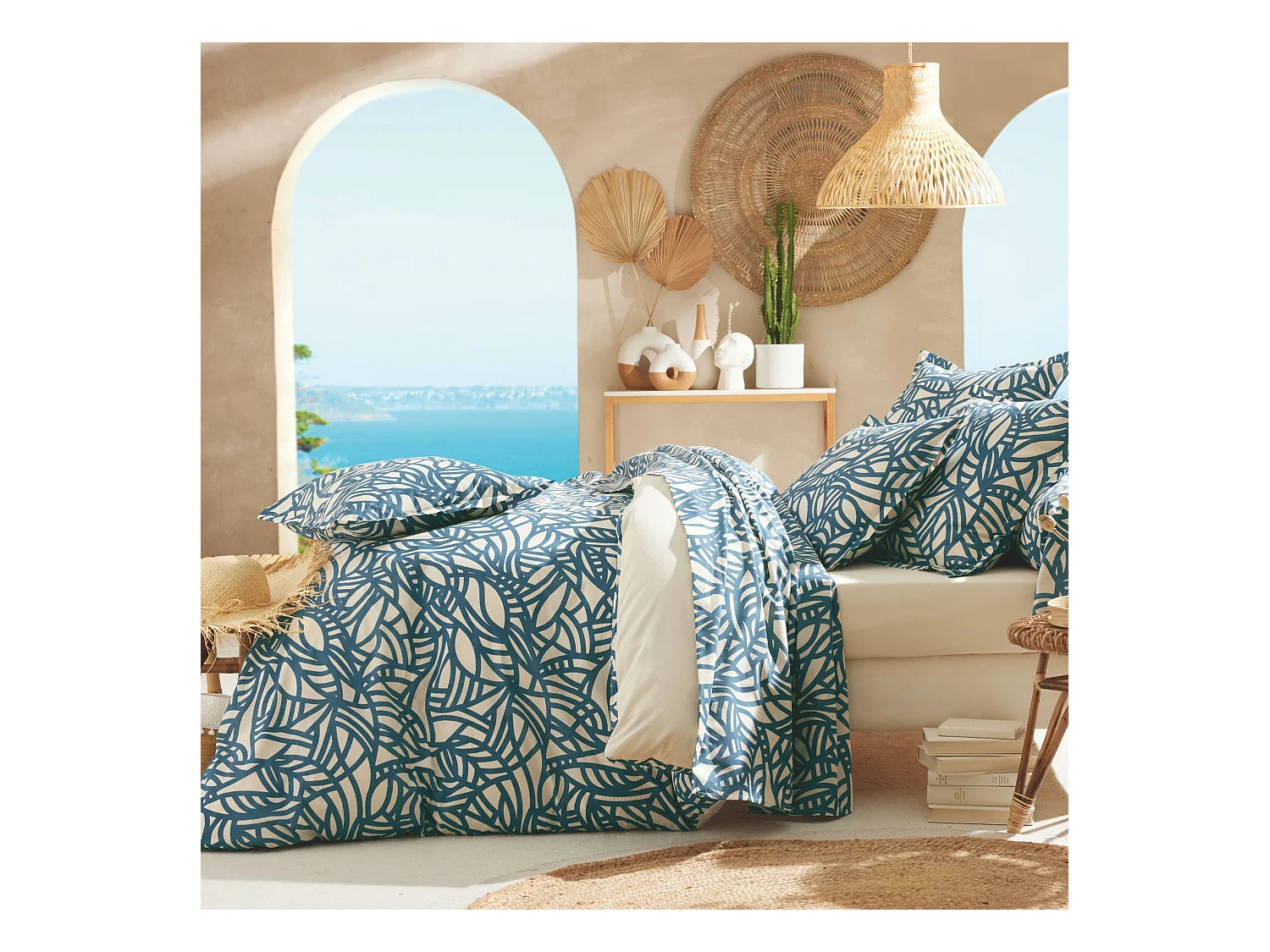 Parure de lit Serena bleu 240x220 cm  - Tradilinge
