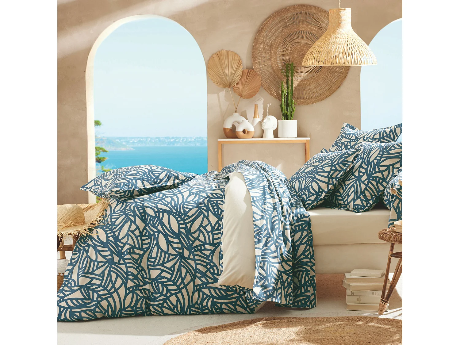 Parure de lit Serena bleu 240x220 cm  - Tradilinge