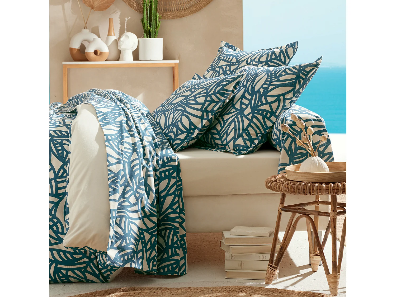 Bettwäsche-Set 2-teilig pflanzliche Baumwolle geometrisch Bettbezug + Kissenbezug