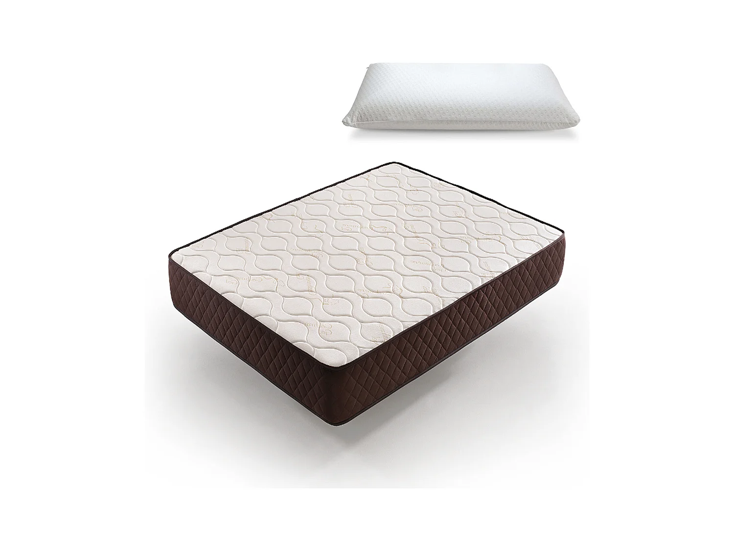 Pack Matelas + Oreiller Viscoélastique | 130 x 200 | Idéal Très épais 22 cm, 7 zones Confort | Haute fermeté | effet nuage