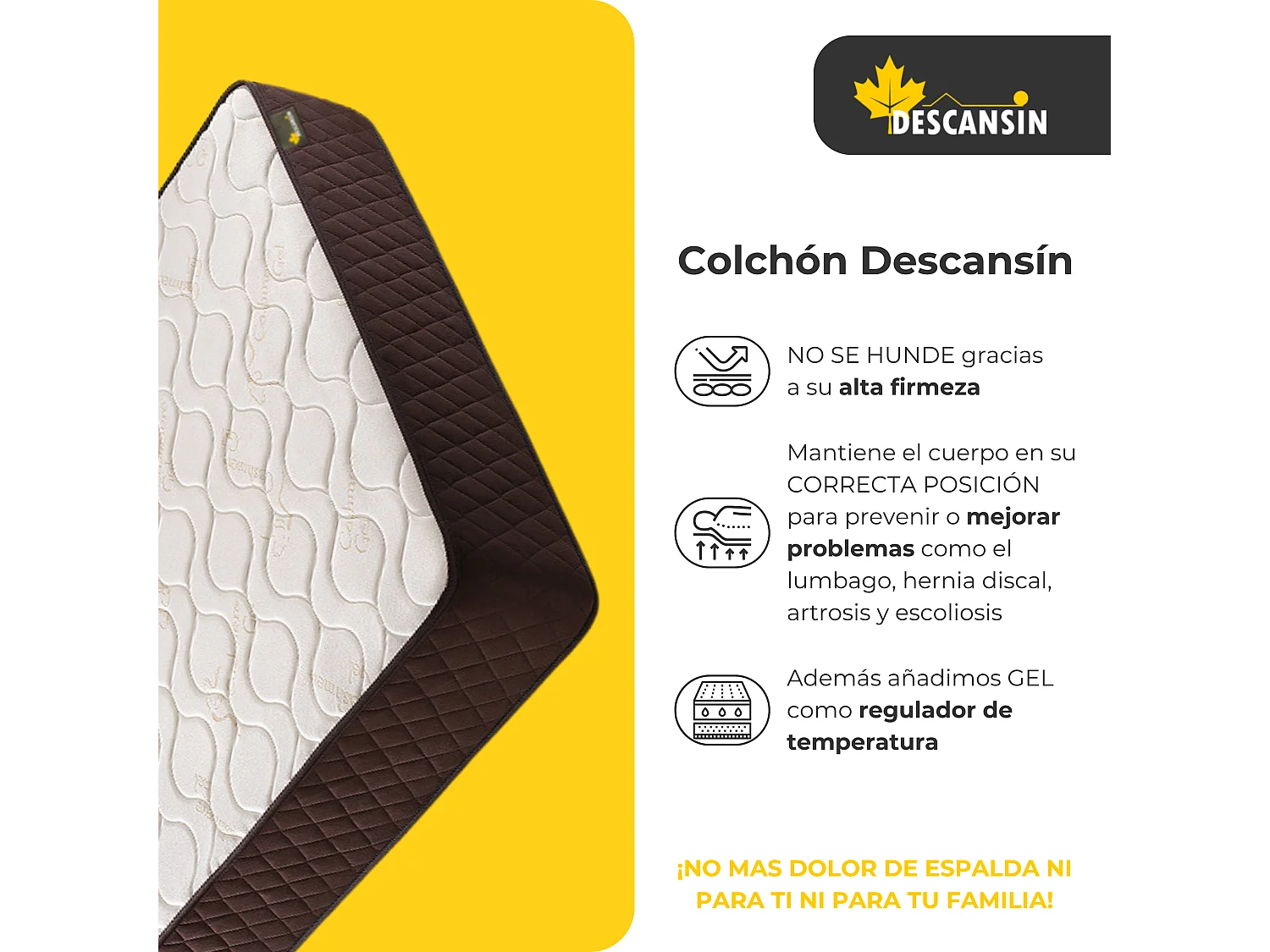 Colchão Toque viscoelástico eco fresh 130x200 22 cm de altura com 7 zonas de descanso | Descansin