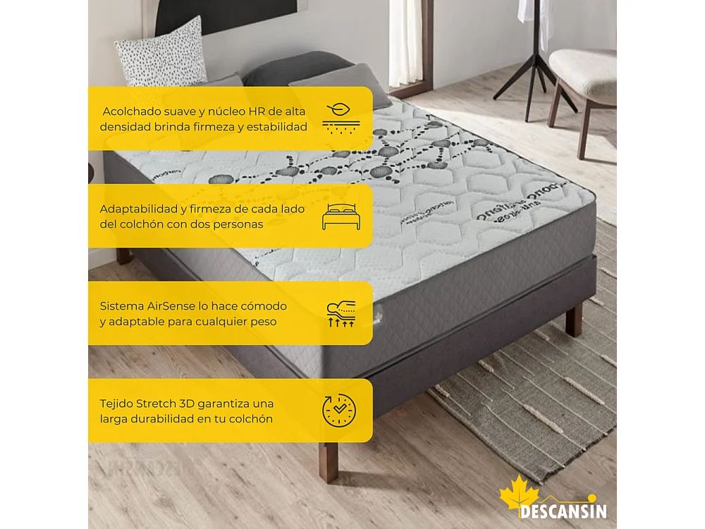 Colchón Viscoelástico 30cm Alta gama | 105x200 | Ideal para Personas con Dolores de Espalda | Alta Firmeza | Carbono-Grafeno Anti-Stress