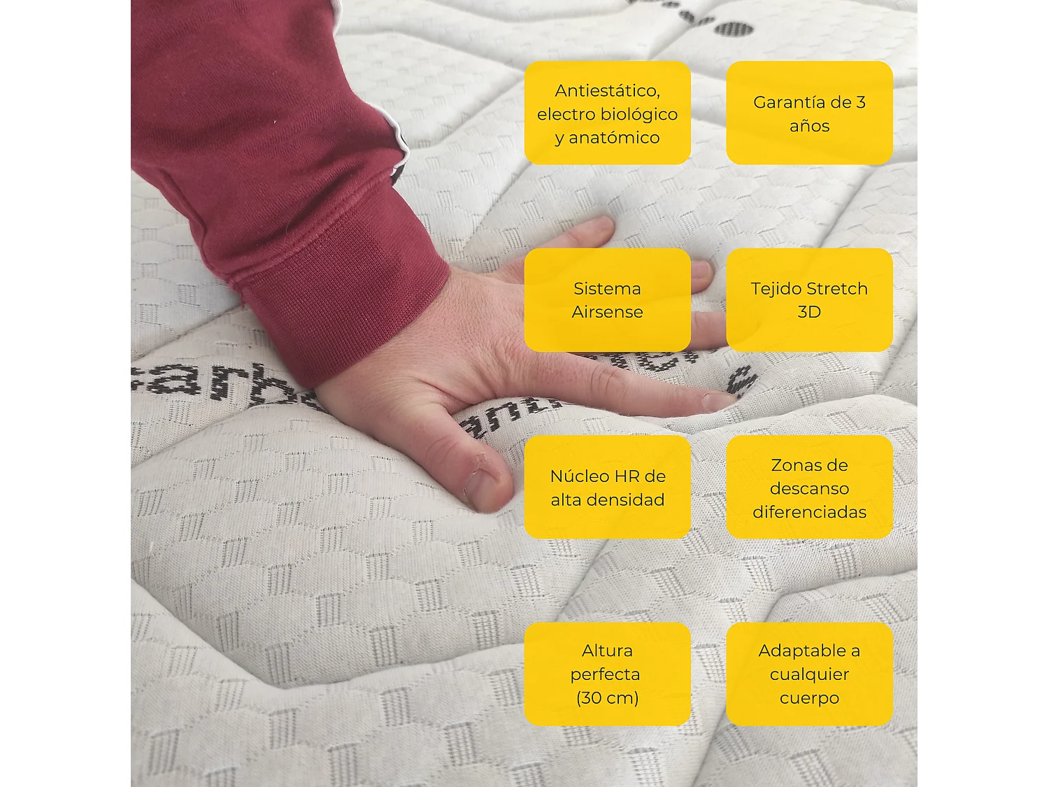 Matelas Mousse à mémoire de forme 90x180cm |30 cm d'épaisseur | Haute fermeté | Anti stress, Parfait soutien