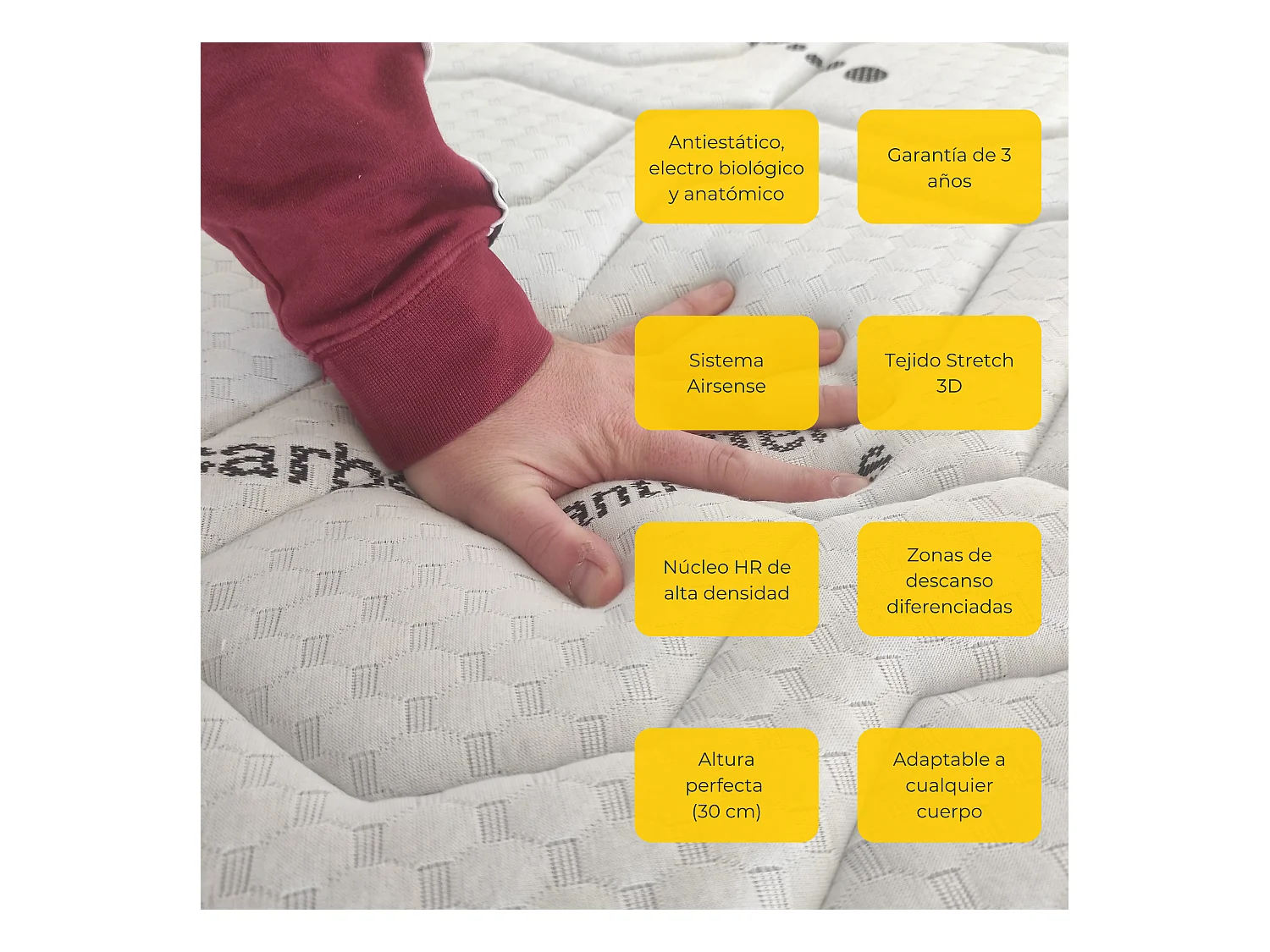 Colchon Viscoelástico 30cm Alta gama | 135 x 180 | Ideal para Personas con Dolores de Espalda | Alta Firmeza | Carbono-Grafeno Anti-Stress