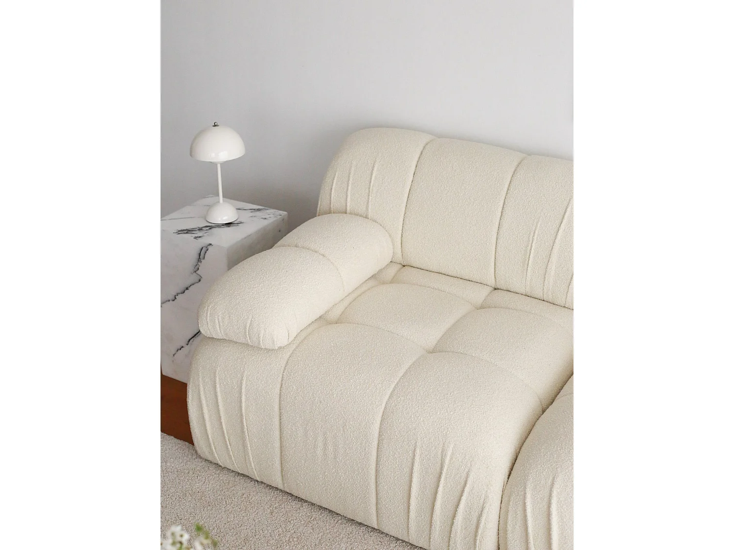 Canapé moderne modulable 3 places Nouda Tissu bouclette Blanc