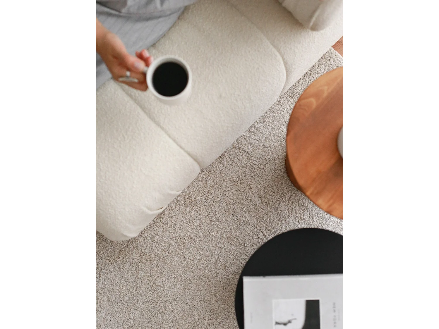 Canapé moderne modulable 3 places Nouda Tissu bouclette Blanc