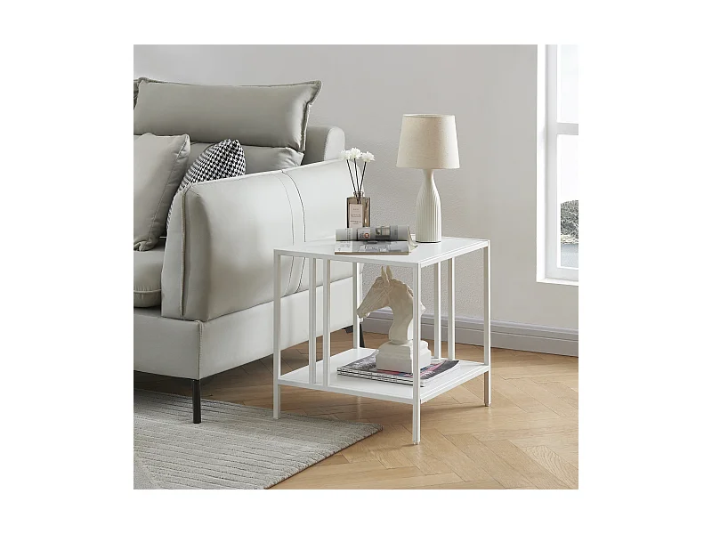 Table d'appoint Kumlinge acier 47 x 45 x 45 cm blanc [en.casa]