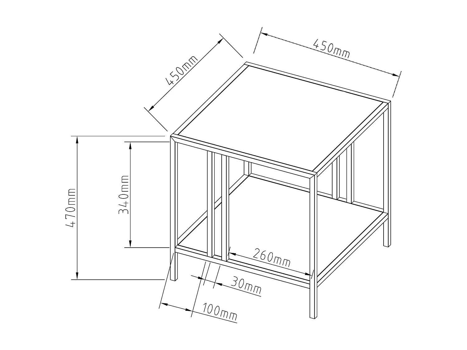 Table d'appoint Kumlinge acier 47 x 45 x 45 cm blanc [en.casa]