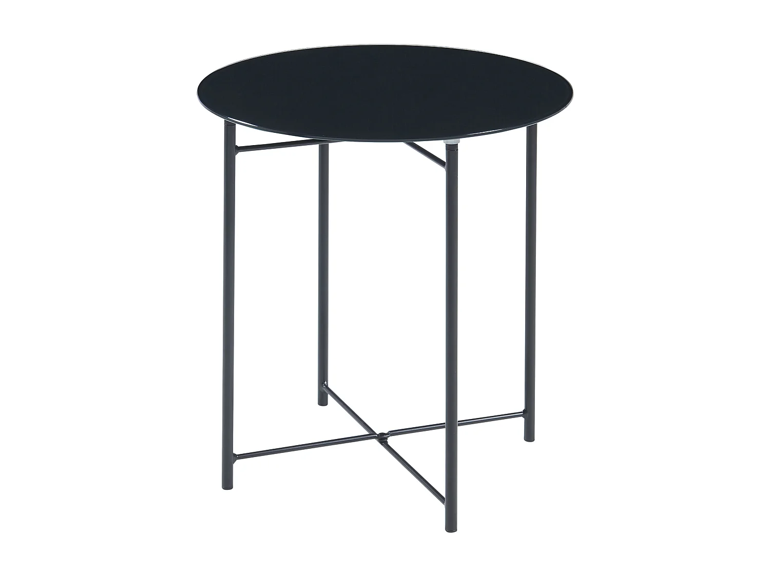 Table d'appoint Ödeshög acier verre trempé 45 x 42 cm noir [en.casa]