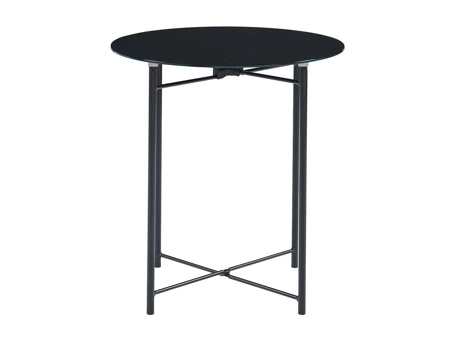 Table d'appoint Ödeshög acier verre trempé 45 x 42 cm noir [en.casa]