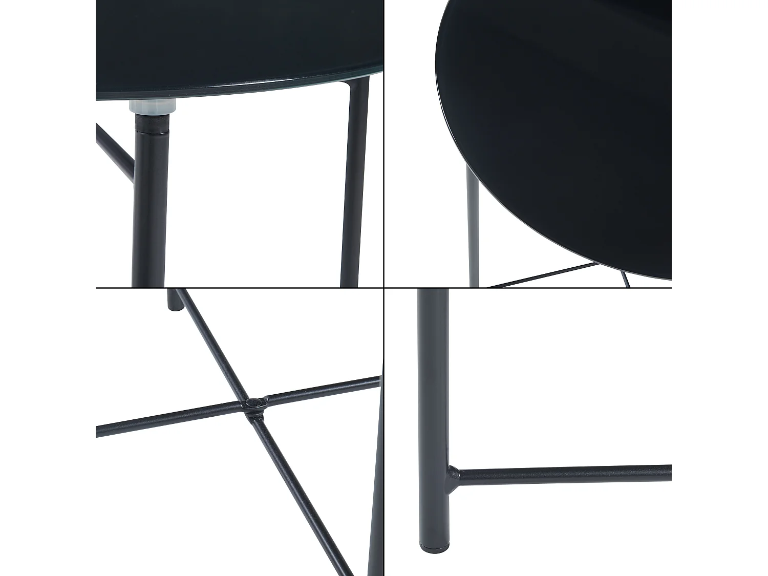 Table d'appoint Ödeshög acier verre trempé 45 x 42 cm noir [en.casa]