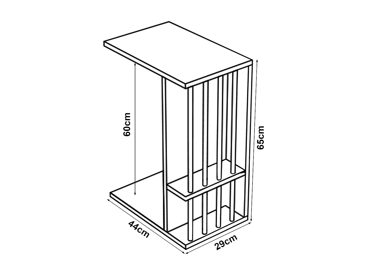 Table d'appoint Siikainen panneau de particules bois plastique 44 x 29 x 65 cm effet bois noir [en.casa]