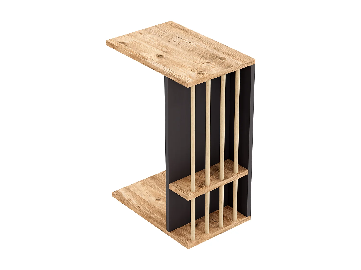 Table d'appoint Siikainen panneau de particules bois plastique 44 x 29 x 65 cm effet bois noir [en.casa]