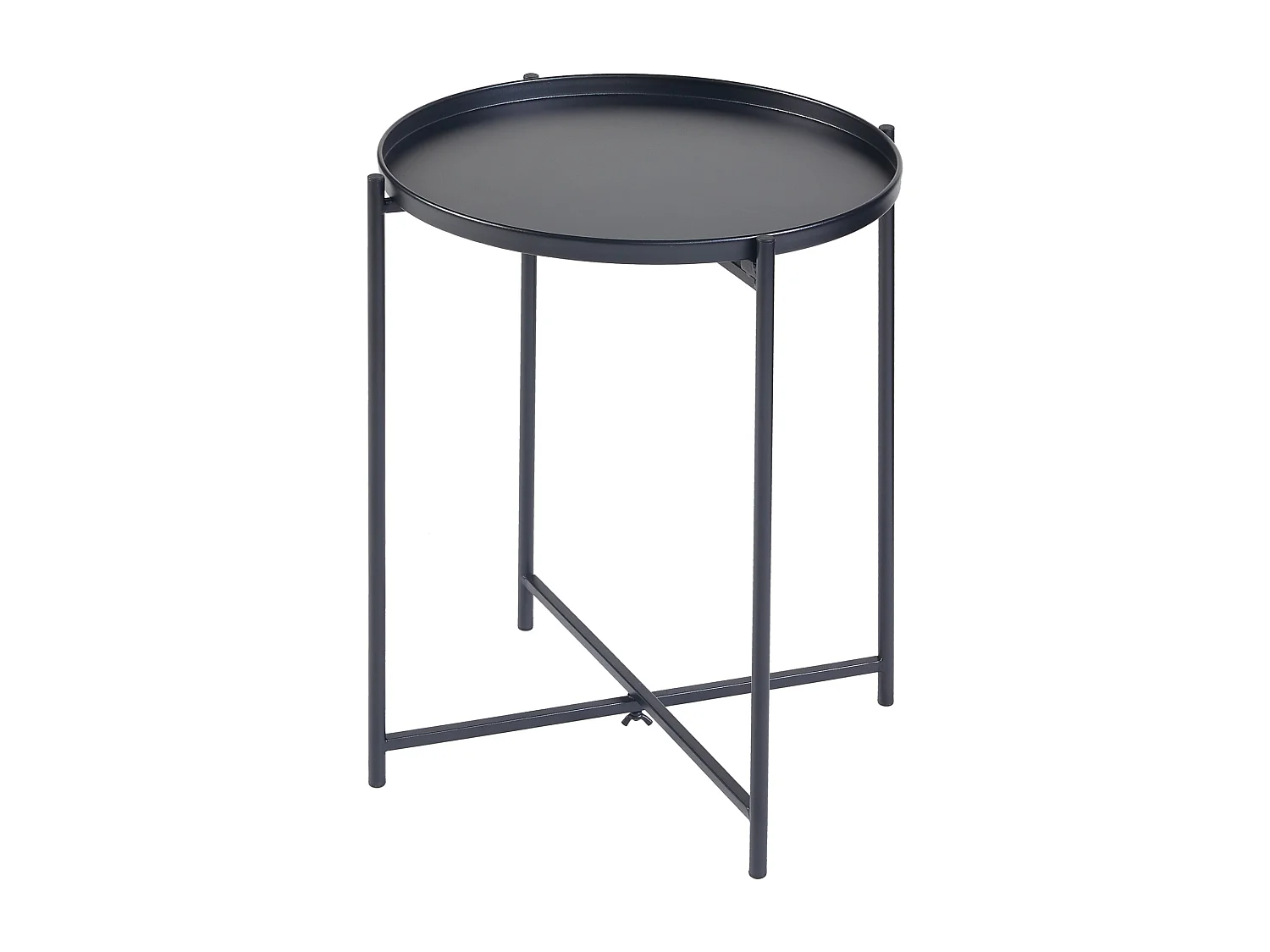 Table d'appoint Sälen avec plateau rond métal 40 x 50 cm noir [en.casa]