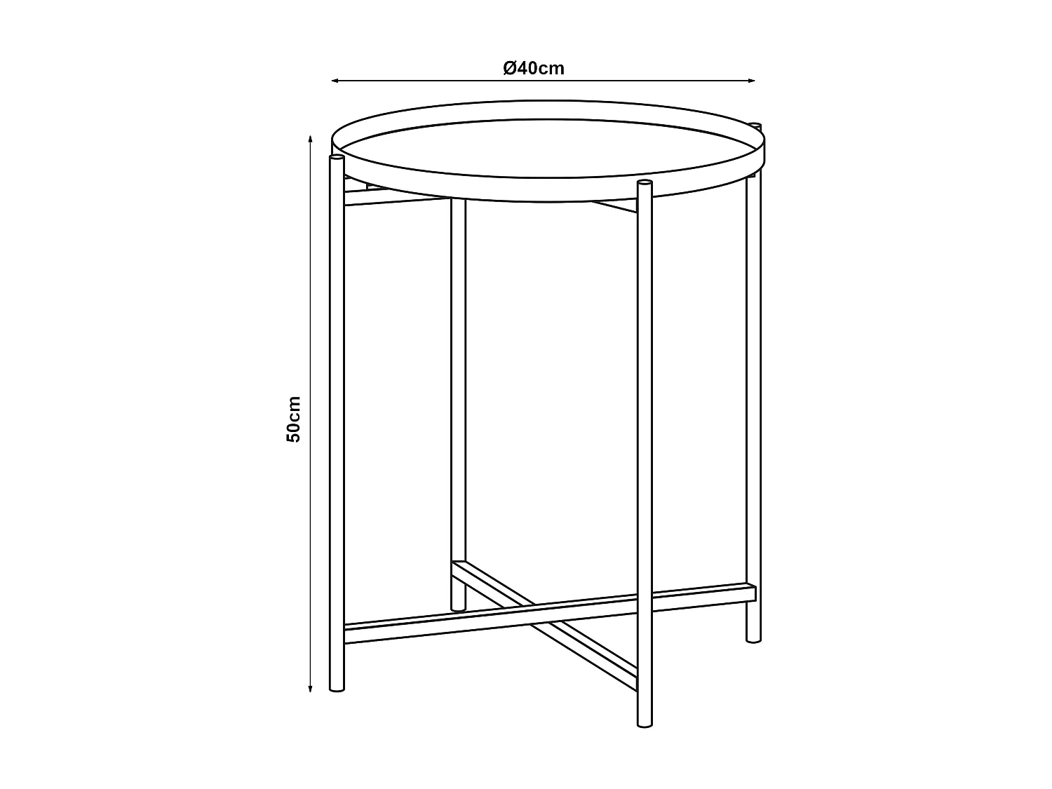 Table d'appoint Sälen avec plateau rond métal 40 x 50 cm noir [en.casa]