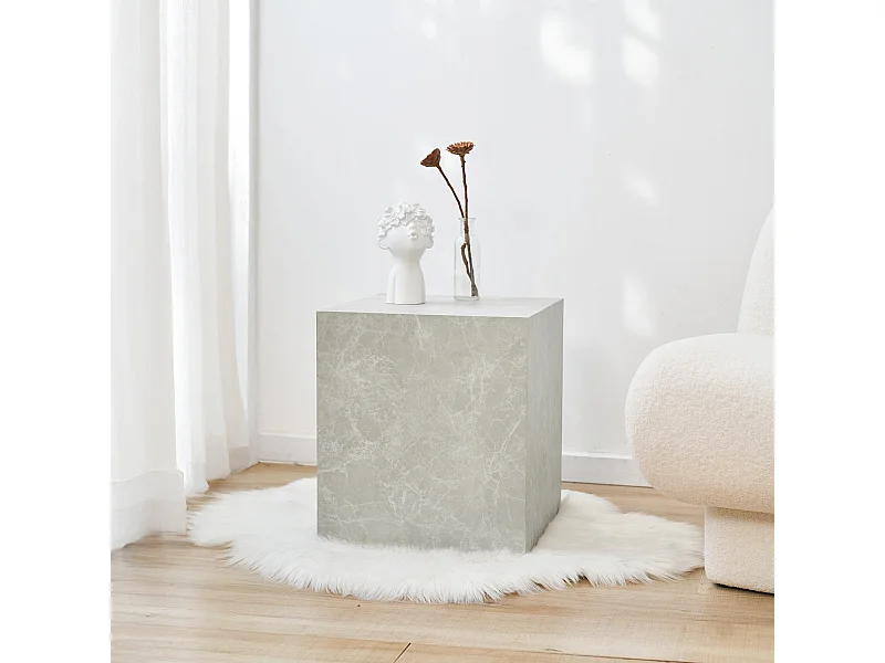 Table d'appoint Ellelu 45 x 40 x 40 cm aspect marbre taupe [en.casa]