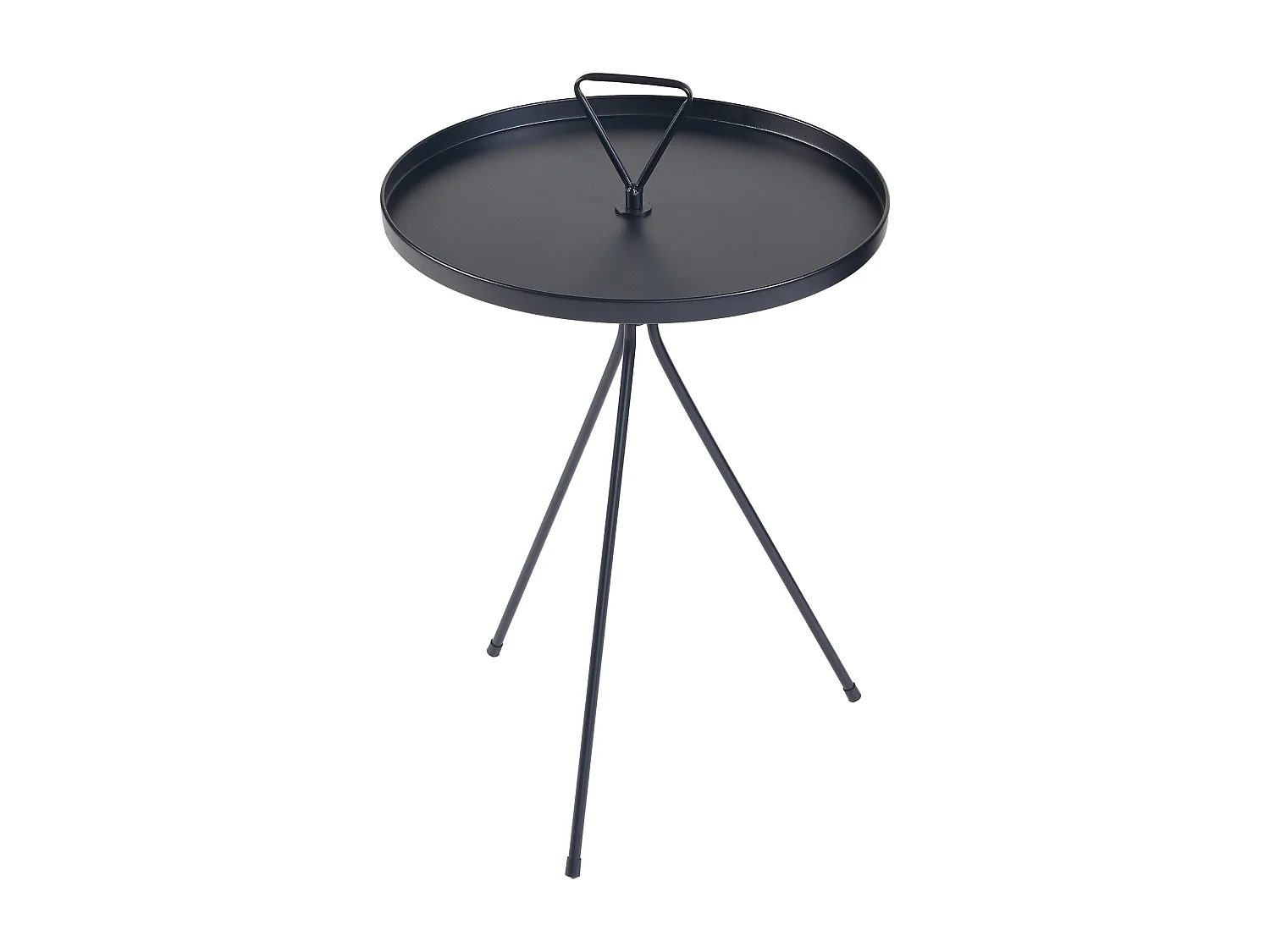 Table d'appoint Odal avec plateau rond métal 65 x 41 cm noir [en.casa]