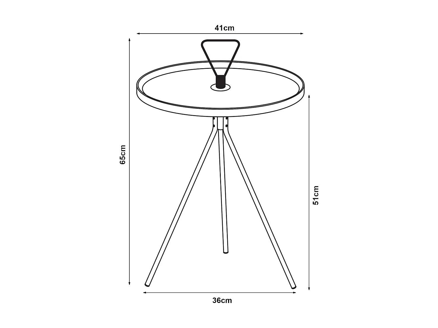 Table d'appoint Odal avec plateau rond métal 65 x 41 cm noir [en.casa]