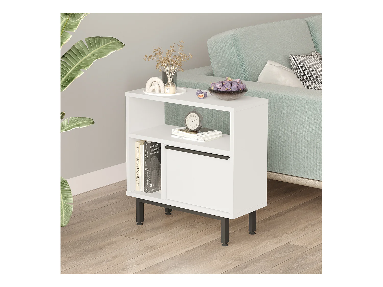 Table d'appoint Vesanto 60 x 60 x 26 cm blanc noir [en.casa]