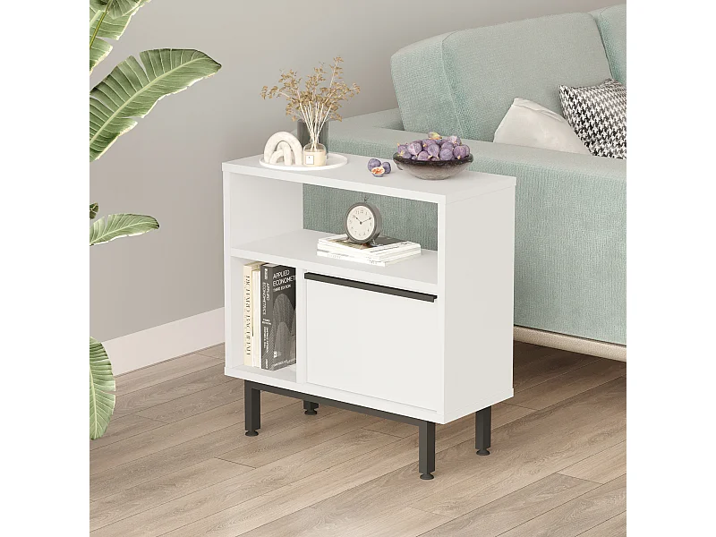 Table d'appoint Vesanto 60 x 60 x 26 cm blanc noir [en.casa]