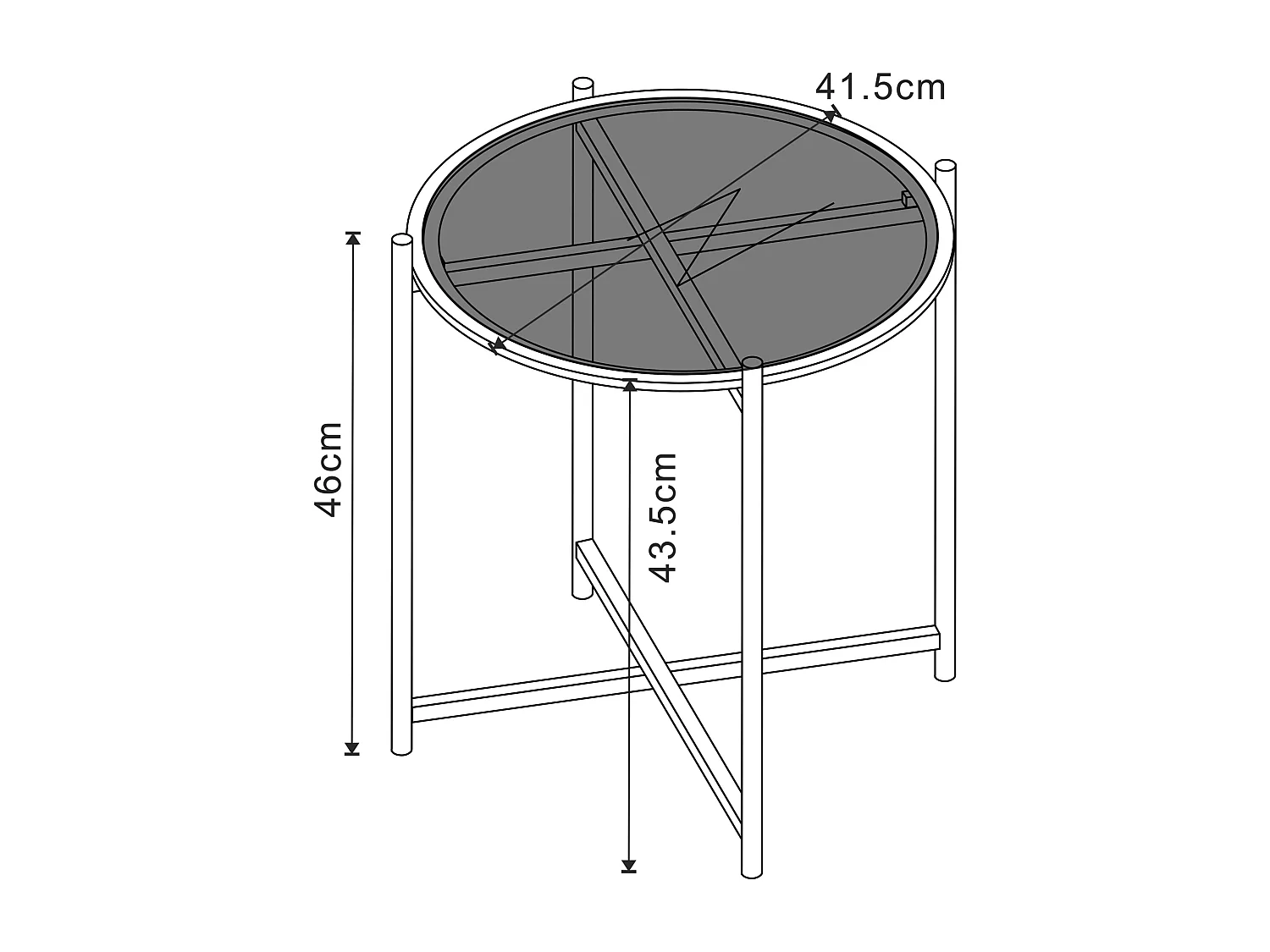 Table d'appoint ronde Lier verre trempé métal 46 x 42 cm noir [en.casa]