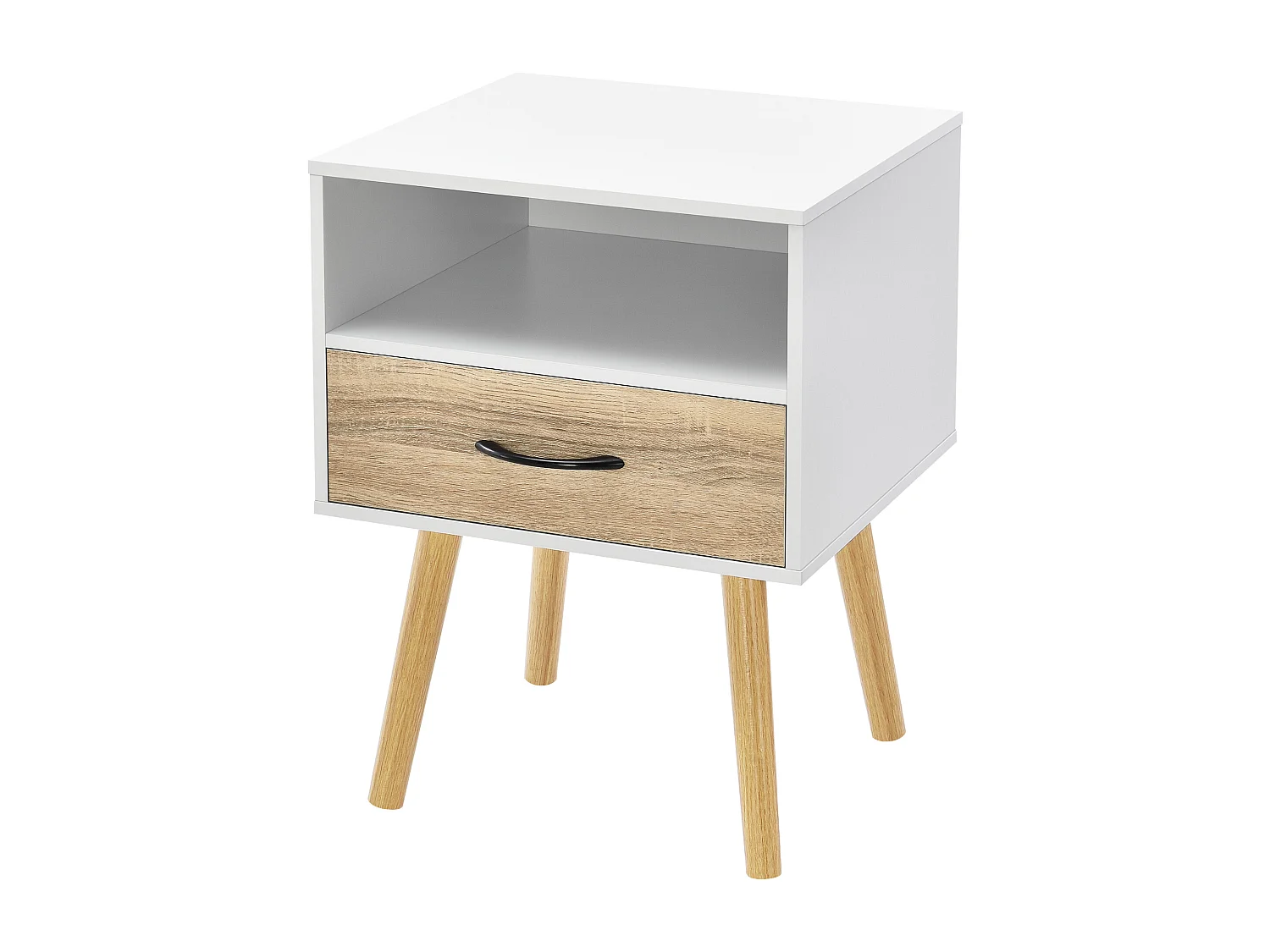 Lot de 2 tables d'appoint Gävle blanc effet chêne [en.casa]