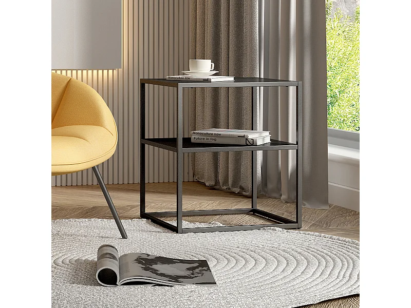 Table d'appoint Raahe pour salon 50,5 x 45 x 40 cm acier noir [en.casa]