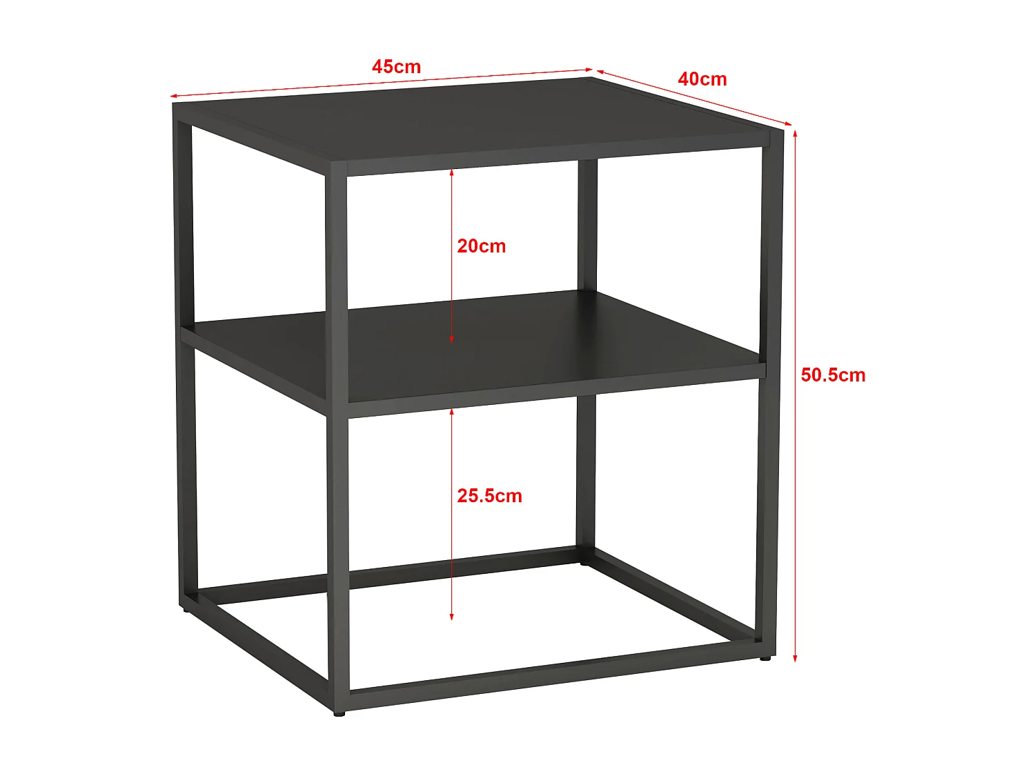 Table d'appoint Raahe pour salon 50,5 x 45 x 40 cm acier noir [en.casa]
