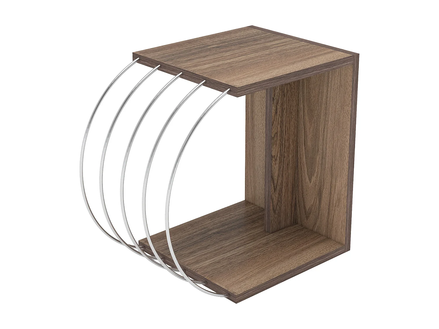 Table d'appoint Vefsn 46 x 30 x 42 cm effet noyer chrome [en.casa]