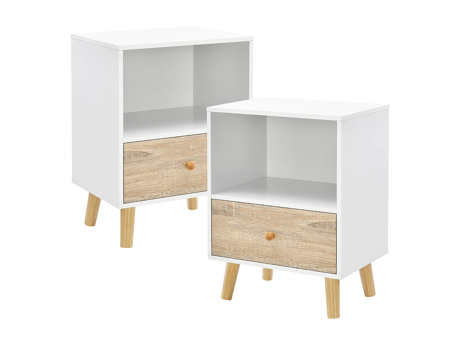 Lot de 2 tables d'appoint Sundsvall 54 x 40 x 30 cm blanc effet chêne [en.casa]
