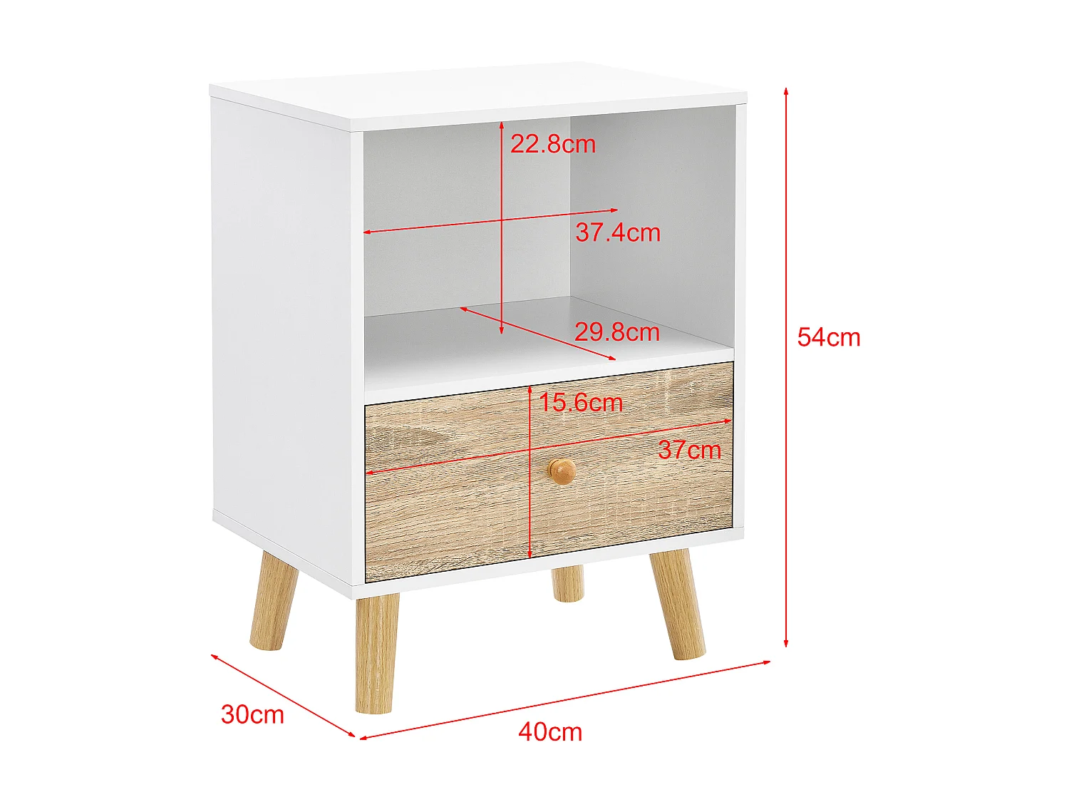 Lot de 2 tables d'appoint Sundsvall 54 x 40 x 30 cm blanc effet chêne [en.casa]