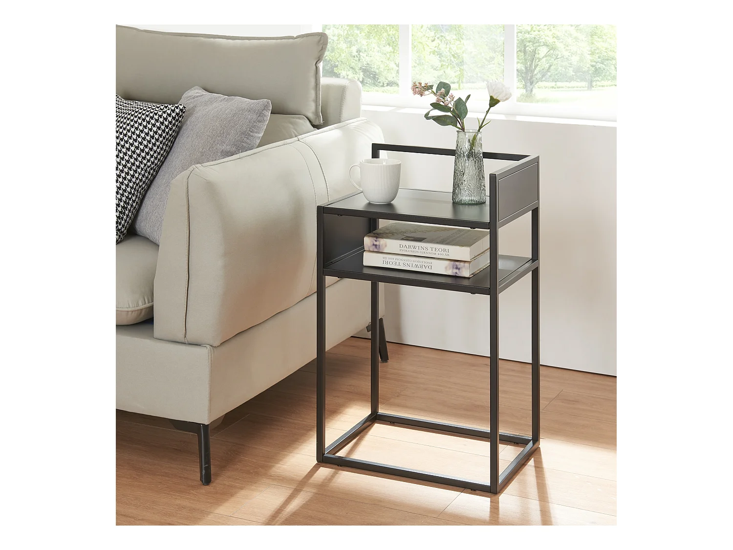 Table d'appoint Riihimäki acier 65 x 40 x 30 cm noir mat [en.casa]